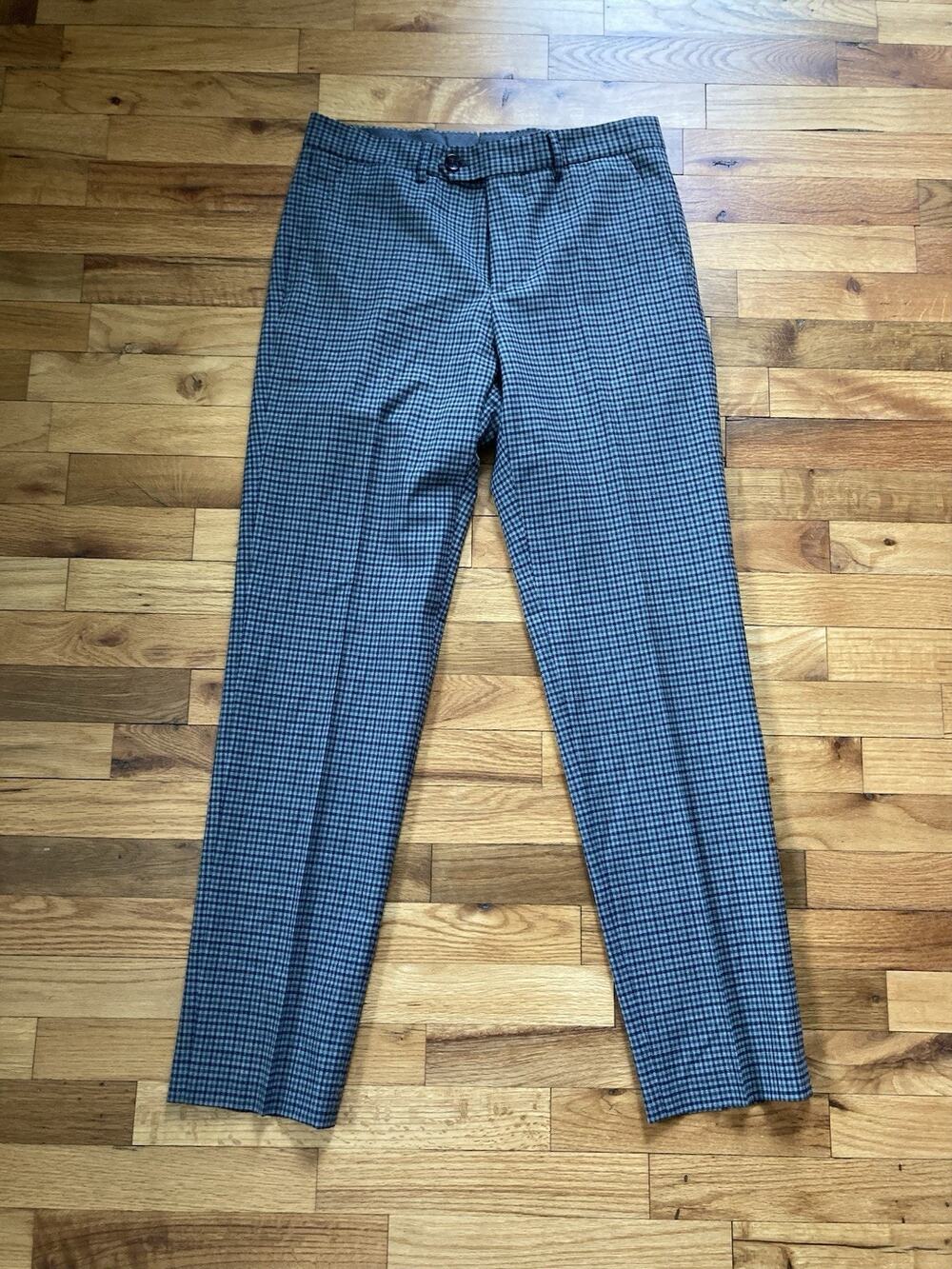 Todd Snyder Wool Gingham Plaid Pleated Trousers Mens 29x30 Brown Navy Black